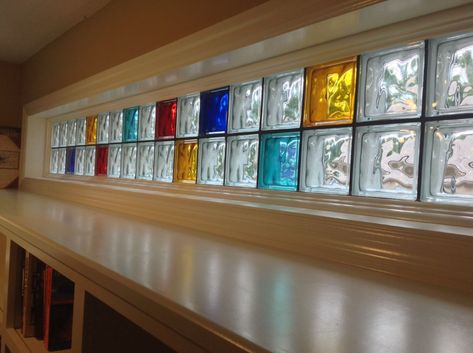 5 Design Ideas to Modernize a Glass Block Wall or Window Glass Block Basement Windows, Colored Glass Block, Bathroom Window Glass, Painted Glass Blocks, Glass Block Shower, Glass Blocks Wall, Window Blocks, Windows Ideas, Glass Block Windows