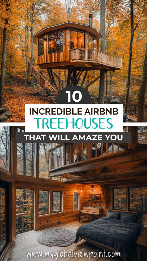 The best Airbnb treehouse rentals on Airbnb and Vrbo Airbnb Unique Stays, Unique Airbnb Amenities, Unique Airbnb Ideas, Treehouse Glamping, Cabin Treehouse, Cool Airbnb, Tree House Ideas, Adult Tree House, Treehouse Airbnb