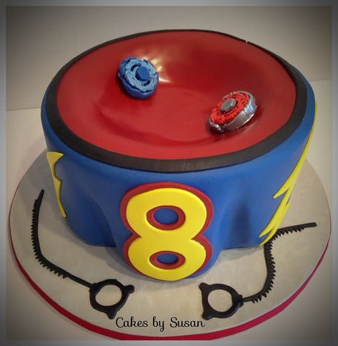 Birthday Cake Nyc, Beyblade Cake, Beyblade Birthday Party, Batman Themed Birthday Party, Beyblade Birthday, 10 Birthday Cake, Grandson Birthday, 10th Birthday Parties, Twin Birthday