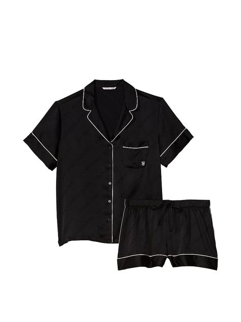 Buy Satin Short Pajama Set - Order Pajamas Sets online 5000006214 - Victoria's Secret US Vs Pajamas, Silk Pjs, Black Pajamas, Lingerie Catalog, Victoria Secret Outfits, Clueless Outfits, Cute Pajama Sets, Victoria Secret Pajamas, Satin Short