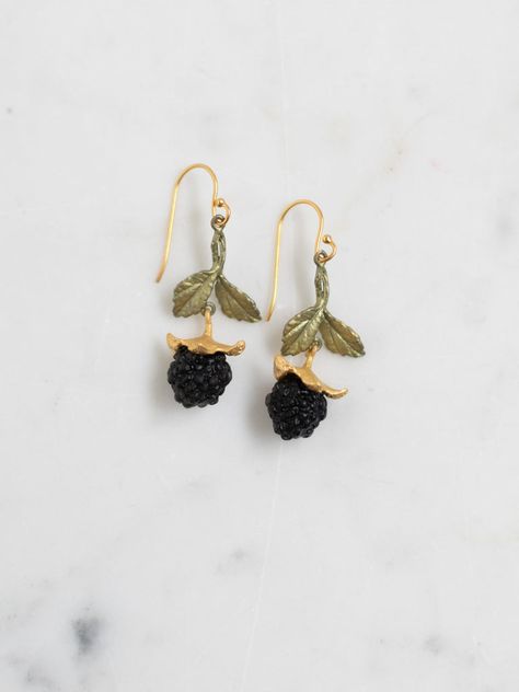 Blackberry Jewelry Blackberry Earrings, Blackberry Jewelry, Nature Themed Jewelry, Soft Jewelry, Bug Earrings, Cool Jewelry Unique, Eclectic Jewelry, Dark Academia Jewelry, Eclectic Gifts