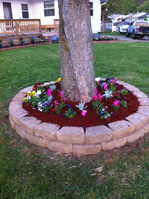 Get fantastic #patio & #yard deals at http://ebay.to/1oGyNmJ and create the best atmosphere for your house! Flower Bed Around A Tree, Landscaping Around Trees, Raised Flower Beds, Rock Garden Landscaping, Landscape Plan, Landscape Designs, Flower Gardens, Garden Yard Ideas, Landscaping Tips