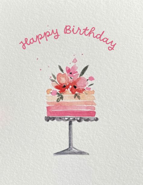 Watercolor Birthday Cards Ideas, Birthday Wishes Watercolor, Watercolor Happy Birthday, Watercolor Birthday Cake, Happy Birthday With Watercolors, Birthday Card Ideas For Friends Watercolor, Happy Birthday Wishes Watercolor, Art Cards Ideas, Happy Birthday Watercolor