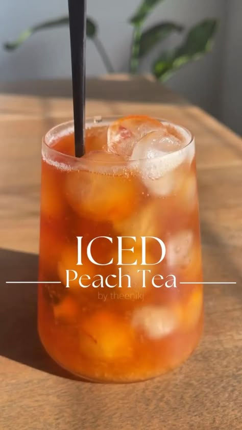 Makanan Rendah Kalori, Fun Drink Recipe, Iced Drinks Recipes, Tea Drink Recipes, Drink Recipes Nonalcoholic, Iced Tea Recipes, Refreshing Drinks Recipes, Diy Drinks, Peach Tea