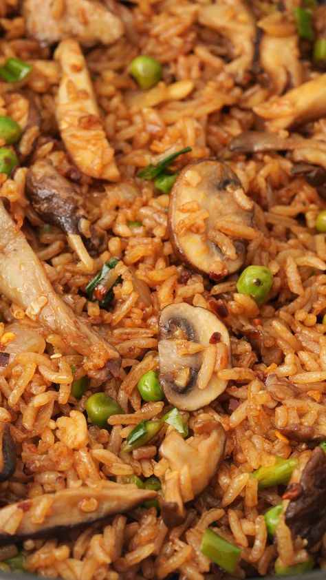 Mushroom Fried Rice - Khin's Kitchen Mushroom Fried Rice, Mushroom Rice, Savory Rice, Fried Rice, Side Dish, Side Dishes, Seafood, Stuffed Mushrooms, Cooking Recipes