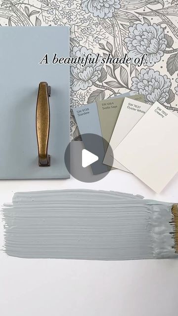 Braido Targa on Instagram: "Sherwin Williams’ Stardew is a soft, muted blue-gray that brings a calm and peaceful feel to any room. Perfect for creating a relaxed vibe, it complements both modern and traditional decor beautifully. Stardew’s cool undertones pair amazingly with neutrals and soft colors like sage green, cream, and white. This versatile color can enhance your walls, cabinetry, or furniture, adding a touch of understated elegance to your space. 🌿✨

Want to learn more? Check out our blog for additional tips and inspiration! [Link in bio]" Neutral Blue Kitchen Cabinets, Sw Stardew Coordinating Colors, Sherwin Williams Stardew Bathroom, Stardew Sherwin Williams, Sw Stardew, Sherwin Williams Stardew, Wallpaper Swatches, Contemporary Sideboard, Paint Color Inspiration