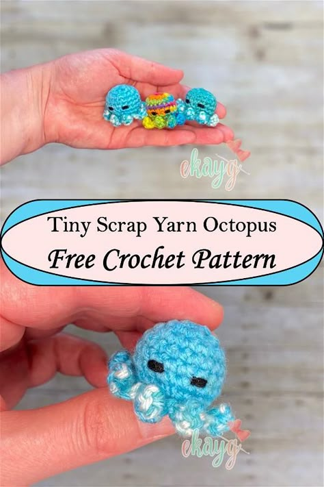 Tiny Crochet Octopus Pattern, Crochet Small Octopus Free Pattern, Small Animal Crochet, Free Crochet Octopus, Yarn Octopus, Octopus Crochet Pattern Free, Random Crochet, Octopus Amigurumi, Yarn Projects Crochet