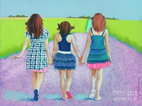 Your best friends are your biggest support systems of them. So make sure you open up to them about men, even if it's not so pretty. *Photo Courtesy of fineartamerica.com Best Friend Drawings, Sister Pictures, Three Best Friends, Magic Number, Love My Sister, Three Girls, 3 Sisters, Sketchbook Drawings, Drawings Of Friends