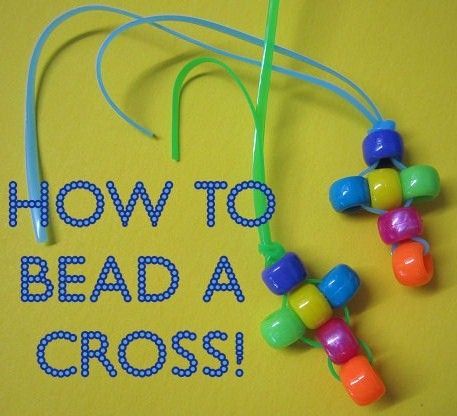 How to bead a cross with kids- a fun and easy christian craft! Perfect for Vacation Bible School, Sunday School, CCD, or anytime! Easter Religious Crafts, Pony Bead Crafts, Bible School Crafts, Christian Crafts, Cross Crafts, Hama Bead, Vbs Crafts, Easter Religious, Church Crafts