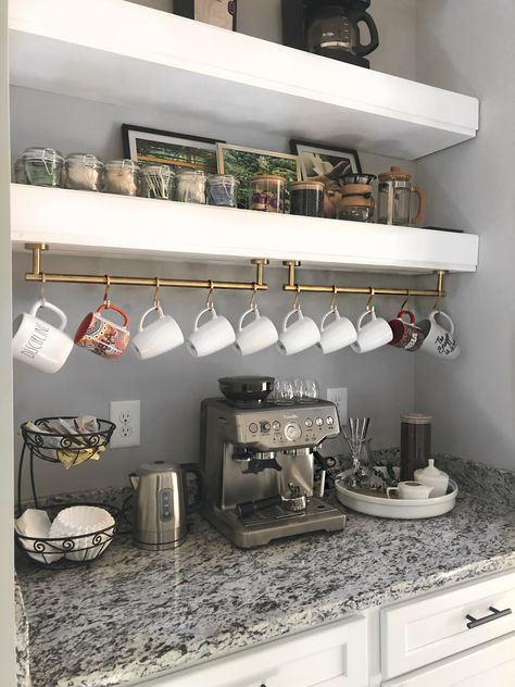 Transform your butler’s pantry into the ultimate beverage station! Check out this butler’s pantry organization. At Home Coffee Bar, Coffee Bar In Kitchen, Bar In Kitchen, Coffee Bar Ideas Kitchen Counter, Kitchen Coffee Bar, Coffee Station Kitchen, Coin Café, Coffee Bar Station, Coffee Bar Ideas