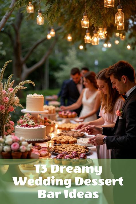 Did you know that a wedding dessert bar can transform your big day into a sweet dream? From gourmet cupcakes to luscious macarons, explore mouth-watering delights that will leave your guests craving more. Discover creative dessert table ideas and unique treats that make your celebration unforgettable, all while adding that perfect touch of sweetness to your wedding theme. Dive into a sugary wonderland with our irresistible wedding dessert bar insights! Wedding Frozen Yogurt Bar, Easy Dessert For Dessert Table, Wedding Sweets Table Ideas Mini Desserts, Dessert Bars For Weddings, Wedding Cookie Dessert Table, Best Wedding Desserts, Dessert Table Menu Ideas, Fall Wedding Dessert Ideas, Spring Wedding Desserts