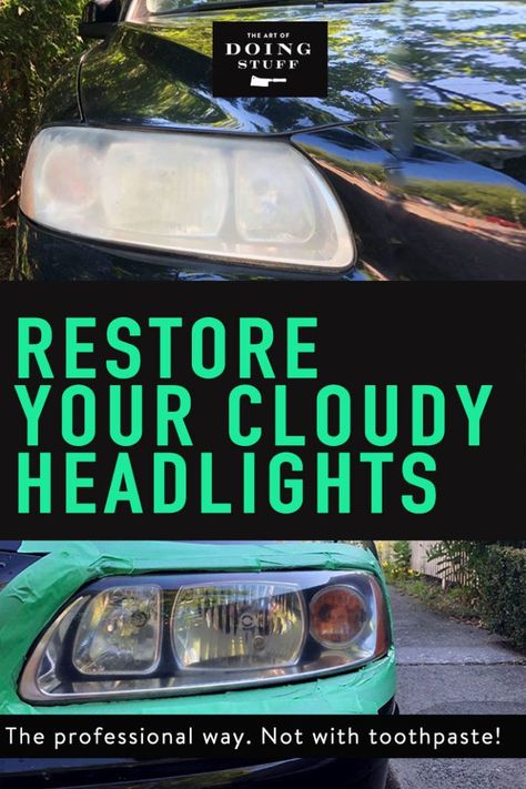 How To Restore Headlights Diy, Restore Headlights Diy, How To Clean Cloudy Headlights, Headlight Cleaner Diy, Car Headlight Cleaner, Clean Foggy Headlights, Cleaning Headlights, Polish Headlights, Cleaning Headlights On Car