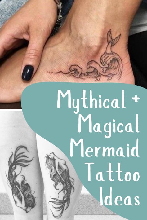 Mermaid Tattoo With Flowers, Mermaid Tattoo Ideas, Mermaid Tattoo Meaning, Mermaid Tail Tattoo, Small Mermaid Tattoo, Tattoo Under Breast, Little Mermaid Tattoo, Full Neck Tattoos