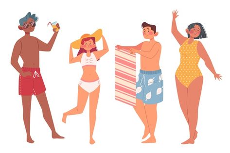 People On The Beach Illustration, Beach People Illustration, Architecture Figures, Graphic Assets, Beach Clipart, Beach People, Chara Design, Beach Illustration, Architecture People