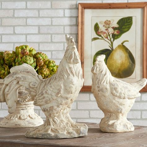 Hen And Rooster, Rooster Statue, Rooster Kitchen Decor, French Country Shabby Chic, Country Rooster, Ceramic Chicken, Country Chicken, Provincial Style, Rooster Kitchen