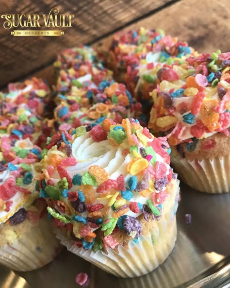 Fruity Pebble, Fruity Pebbles Cupcakes, Fruity Pebble Cupcakes, Bake Sale Treats, Gourmet Cupcakes, Sweet Treats Desserts, Baking Business, Tasty Baking, Sweet Snacks Recipes