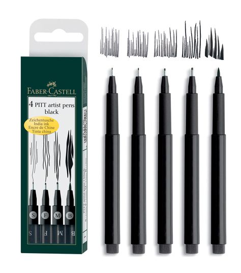 Faber Castell PITT Artist Pens Black 4pk Pitt Artist Pens, Artist Pens, Art Tools Drawing, Drawing Supplies, Art Pens, Poses References, Craft Store, Chiaroscuro, Art Tools