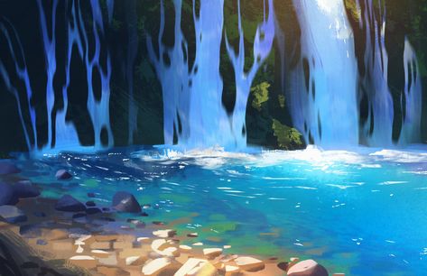 Waterfall Concept Art, Hanging In There, Line Photo, Visual Development, Character Design References, Lights Background, Photo Reference, Finish Line, Design Reference