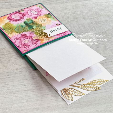 Click here to see how to make a Hidden Pop-Up Flap Fold Card using products from the beautiful Expressions In Ink Suite: Artistically Inked Stamp Set, Artistic Dies and Expressions In Ink Designer Paper. Access measurements, more photos, a how-to video with directions, and links to the products I used. - Stampin’ Up!® - Stamp Your Art Out! www.stampyourartout.com #stampyourartout #stampinup Flap Fold Card, Artistically Inked, Pop Up Christmas Cards, Fancy Fold Card Tutorials, Flip Cards, Interactive Cards, Designer Paper, Up Book, Card Making Tutorials