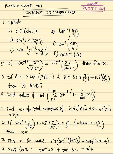 Good 8 questions for inverse trigonometry with video solutions Side Quest, God Artwork, Math Problem, Math Problem Solving, Math Notes, Hard Questions, Math Questions, Trigonometry, Math Problems