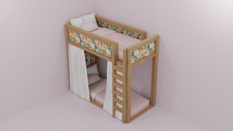 Wide Floral Bunk Bed | Patreon Sims 4 Bunk Bed, 4 Bunk Bed, Bottom Bunk, Sims 4 Build, Bunk Bed, Sims 4 Custom Content, Sims 4 Mods, Bunk Beds, The Sims