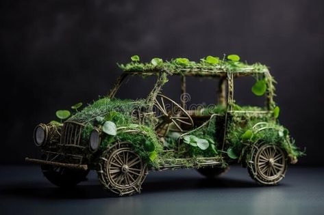 Car made of natural green plants. Eco friendly transportation. Generative AI royalty free stock images Eco Friendly Cars, Nature Friendly, Green Plants, Stock Images Free, Transportation, Business Cards, Stock Illustration, Royalty, Royalty Free