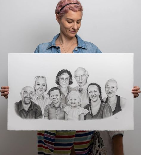 Brisbane Portrait Artist | Another beautiful “mash-up”family portrait! Created from 8 separate photos, including some very old ones ❤️ I can work with almost any… | Instagram Family Portraits Drawing, Family Portrait Drawing, Family Portrait Painting, Portrait Drawings, Family Drawing, Photo Sketch, Extended Family, Be Patient, Portrait Artist