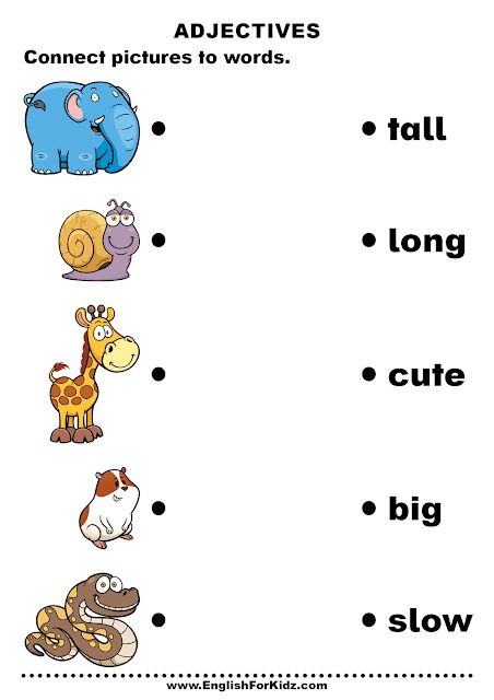 Printable adjective matching worksheet Worksheets For Ukg Kids English, Adjectives Worksheet For Kindergarten, Worksheet English For Kindergarten, English For Beginners For Kids, Ukg Worksheets English, Description Prompts, Basic English For Kids, Adjectives For Kids, Esl Worksheets For Beginners