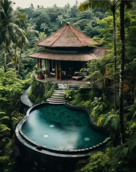 Bali Aesthetic Villa, House With Pool Design, Bali Houses, Goals Motivation Quotes, Tiny House With Pool, Millionaire Affirmations, Resort Concept, Bali Pool, Dubai Summer