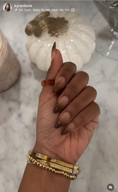 Elegant Nails Brown, Fall Nails Inspiration, Brown Nails Design, Nails Brown, November Nails, Airbrush Nails, Classy Acrylic Nails, Brown Fall, Jelly Nails