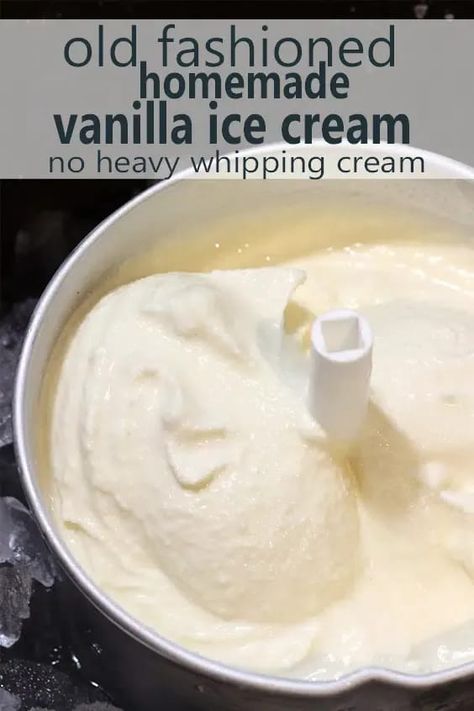 Easy Homemade Vanilla Ice Cream Machine, Old Fashion Ice Cream Recipes, Easy Homemade Vanilla Ice Cream Recipes, Ice Cream Recipes No Heavy Cream, No Heavy Cream Ice Cream, Homemade Ice Cream With Whole Milk, Home Made Ice Cream Recipes With Machine No Egg, Diy Vanilla Ice Cream, Homemade Vanilla Ice Cream Without Maker