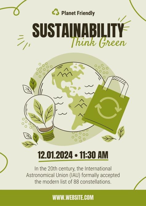 Creative Hand-drawn Sustainability Think Green Poster Sustainable Development Poster, Binder Organization School, Sustainable Development Projects, Organization School, Green Poster, Eco Green, Environment Day, World Environment Day, Binder Organization