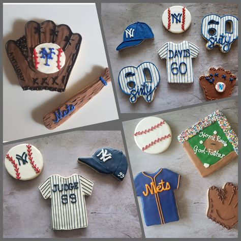 Yanks and Mets in the finals! Could be a subway series! Go Yanks! Go Mets! #petitesweetsbydonna #baseball #baseballcookies #yankees #mets #subwayseries #cookie #cookies #cookiesoffacebook #cookiesofinstagram Baseball Cookies, Subway Series, Anthony Davis, Baseball, Quick Saves