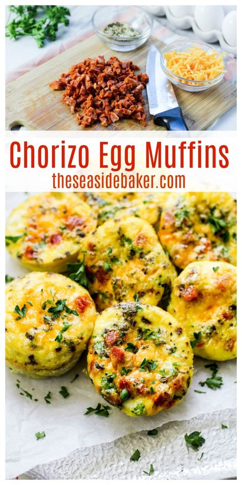 Chorizo Egg Muffins, Egg Bites Chorizo, Tasty Egg Recipes Healthy, Chorizo Eggs Breakfast, Chorizo Sausage Breakfast Recipes, Egg Chorizo Breakfast, Healthy Chorizo Breakfast, Chorizo Egg Recipes, Egg And Chorizo Breakfast