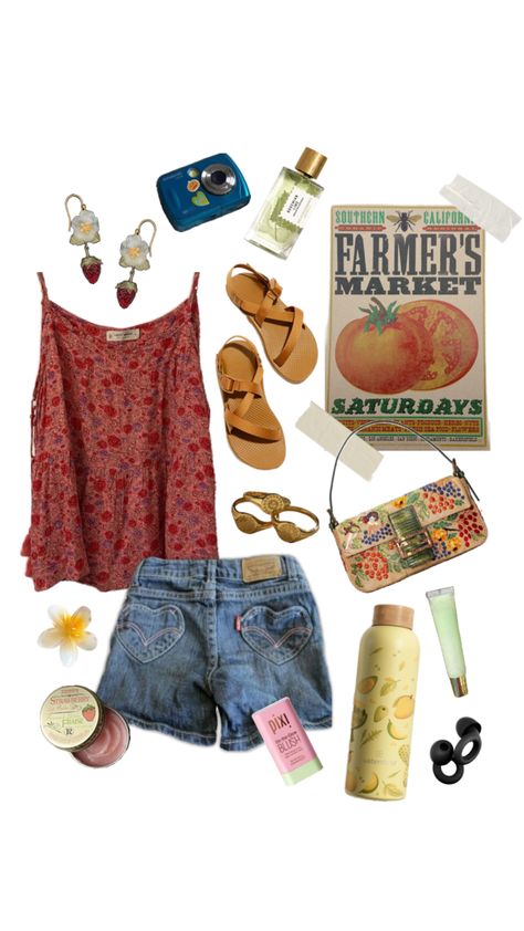 farmers market 🍓#outfit #outfitinspo #outfitideas #summer #farmers market Summer Farmers Market, Farmers Market Outfit, Market Outfit, Farmer Outfit, Slay Outfits, Outfit Collage, Casual Summer Outfits, Teen Fashion Outfits, Fall Looks