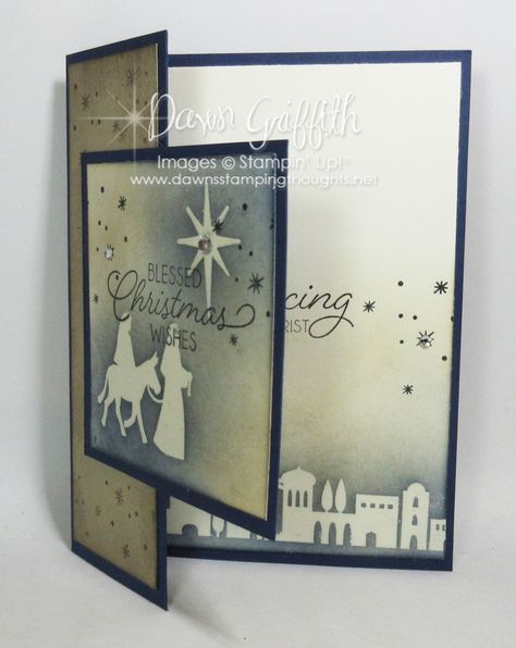 Night in Bethlehem Christmas card - Dawn's Stamping Thoughts Night In Bethlehem, Nativity Christmas Cards, Christmas Car Decorations, Christmas Cars, Cars Decorations, Dawns Stamping Thoughts, Christmas Cards 2017, Bethlehem Christmas, Christmas Cards 2018