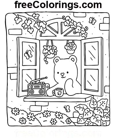 Fuzzy Hygge Good Morning – Free Printable Coloring Pages Hygge Coloring Page, Fuzzy Hygge Coloring Book Pages, Fuzzy Hygge Coloring Pages, Fuzzy Hygge Coloring Book, Hygge Colors, Hygge Art, Coco Wyo, Snowflake Template, Moshi Monsters