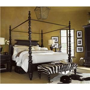 Tommy Bahama Home at Baer's Furniture - Miami, Ft. Lauderdale, Orlando, Sarasota, Naples, Ft. Myers, Key Largo, Florida Furniture Store Zebra Bedroom Decor, Zebra Bedroom, Four Post Bed, King Poster Bed, Post Bed, Bedroom Products, British Colonial Decor, Canopy Beds, Designer Bed