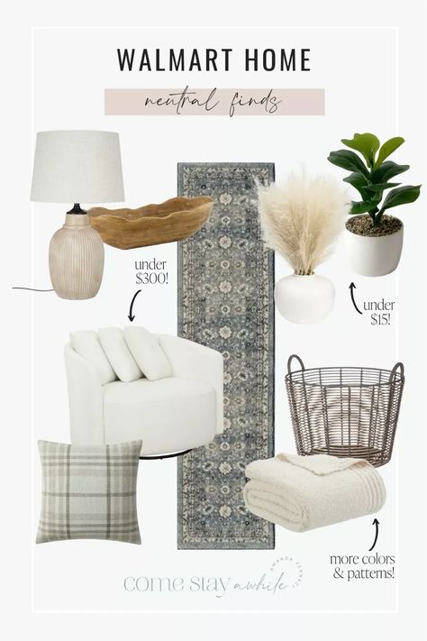 Neutral home finds from Walmart! Love this cozy boucle swivel chair from Drew Barrymore! Versatile table decor and cozy pillow and blanket finds. @Walmart Ideas for home decor style and living room inspiration. you can do any home project that you set your mind to and have the DIY supplies needed for the project. Comestayawhile is the place to learn budget friendly real authentic DIY for your home. Follow along for humor, fashion, skin care, daily routine and lifestyle. Drew Barrymore Swivel Chair, Pottery Barn Accent Chair, Pottery Barn Inspired Living Rooom, Drew Barrymore Home Decor Walmart, Drew Barrymore Chair Walmart, Drew Barrymore Walmart Home, Far From Home Drew Barrymore, Boucle Swivel Chair, Pillow And Blanket