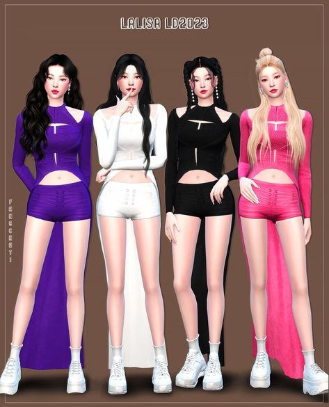 (fangchuti) 'Lalisa LD2023' Outfits | Patreon Blackpink Bst Hyde Park, Kpop Dress, Sims 3 Mods, Bst Hyde Park, Black And Pink Dress, Sims 4 Cc Skin, Sims 4 Dresses, Sims 4 Mods Clothes, Coachella Outfit