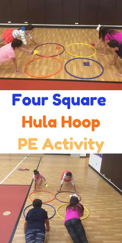 PE teacher Kash Aleem shares his creative idea for his new Four Square Hula Hoop PE activity! Elementary Pe Games, Fitness Games For Kids, Pe Games Elementary, Activities For Elementary Students, Gym Games For Kids, Elementary Physical Education, Elementary Pe, Physical Education Lessons, Pe Activities