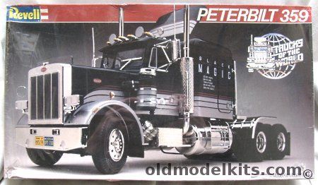 Revell 1/25 Peterbilt 359 'Black Magic' Semi Truck, 7410 plastic model kit Black Peterbilt 379, Bugsy Siegel, Project 350 Peterbilt, Single Axle Peterbilt, Stretched Peterbilt, Diecast Trucks, Peterbilt 359, Model Painting, Peterbilt 389