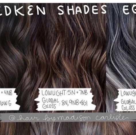 Madison Carlisle on Instagram: "The brunette formula chart of my dreams!!!!! ✨✨✨✨ Need more formula education? Check out the link in my bio to purchase my Ebooks, Formulation Bestie! * * . #saloncentric #redkenobsessed #redkenobsessed #modernsalon #colormelt #hairdresser #ombre #blondebalayage #brunettebalayage #redkenshadeseq #caramelhair #beauty #redkenshadeseq #balayagehighlights #hair #redkenready #hairgoals #behindthechair #highlights #brownhair #redken #balayageombre #balayage #fashion #balayage #hairinspo #olaplex #fallhair #licensedtocreate" Brown Hair With Silver Highlights, Charcoal Hair, Brunette Roots, Formula Chart, Ash Brown Balayage, Salon Hair Color, Redken Hair Color, Bronze Hair, Redken Hair Products