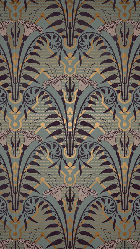 Art Nouveau Empapelado                                                       …                                                                                                                                                                                 Más Bedroom Art Nouveau, Foyer Wallpaper, Art Nouveau Wallpaper, Haunted Mansion Wallpaper, Motifs Art Nouveau, Design Art Nouveau, Deco Wallpaper, Motif Art Deco, Art Nouveau Pattern