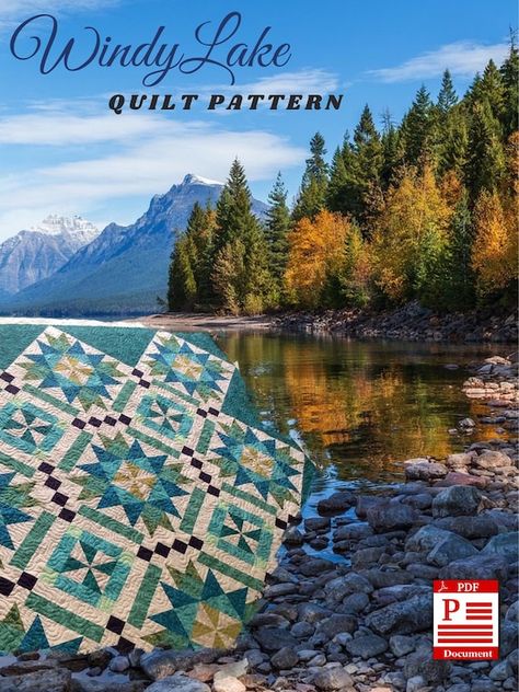 Check out this item in my Etsy shop https://www.etsy.com/in-en/listing/1052324056/windy-lake-quilt-pattern-queen-size Queen Size Quilt Pattern, Lake Quilt, Blue Quilt Patterns, Quilt Stars, Ocean Quilt, Dresden Plate Quilt, Homemade Quilts, Hanging Quilts, Fiber Art Quilts