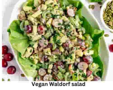 Vegan Waldorf salad Vegan Waldorf Salad, Chinese Eggplant Recipes, Vegan Zucchini Fritters, Vegan Pumpkin Soup, Vegan Tomato Soup, Lentil Burgers, Waldorf Salad, Ranch Pasta, Roasted Walnuts