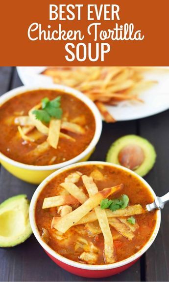 The Best Ever Chicken Tortilla Soup made with homemade tortilla strips. Mexican spiced broth, tender chicken and crispy tortilla strips. www.modernhoney.com Best Chicken Tortilla Soup, Chicken Tortillas Soups Recipe, Tortilla Soup Recipe, Chicken Tortilla Soup, Chicken Tortilla, Tortilla Soup, Delicious Soup, Tortillas, Soup And Salad