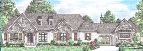 Country French House Plan Front of Home - Corsica Chase European Home 025D-0118 | House Plans and More English Country House Plans, French House Plans, European House Plans, French Country House Plans, Porte Cochere, French Country Bedrooms, European House Plan, European Home, Monster House Plans