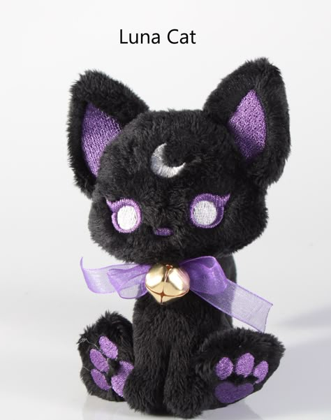 Ith Stuffed Animals, Witchy Stuffed Animals, Emo Stuffed Animals, Cool Etsy Finds, Cute Cat Plushies, Cute Stuffed Animals Plushies, Grunge Plushies, Goth Stuffed Animals, Cat Pattern Sewing