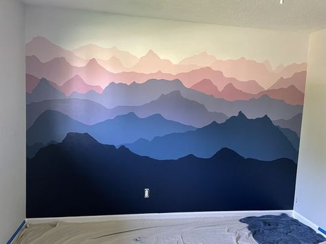 Pin by Teresa Palerm on For my home in 2022 | Mountain wall mural, Bedroom murals, Baby room wall Diy Mountain Mural, Mountain Wall Painting, How To Start Painting, Mural Bedroom, Mountain Wall Mural, Wall Murals Diy, Mountain Mural, Painting Walls, Kids Room Paint